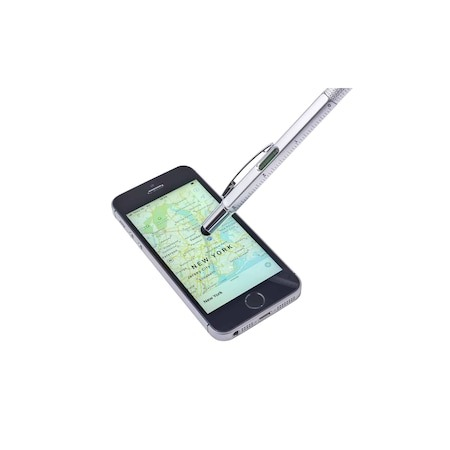 Pix multifunctional 6 in 1, rigla, 2 surubelnite, touchscreen, nivela cu bula, metal, 14.8 cm - Argintiu [4]