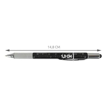 Pix multifunctional 6 in 1, rigla, 2 surubelnite, touchscreen, nivela cu bula, metal, 14.8 cm, negru-argintiu [6]