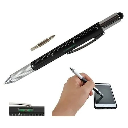 Pix multifunctional 6 in 1, rigla, 2 surubelnite, touchscreen, nivela cu bula, metal, 14.8 cm, negru-argintiu [3]
