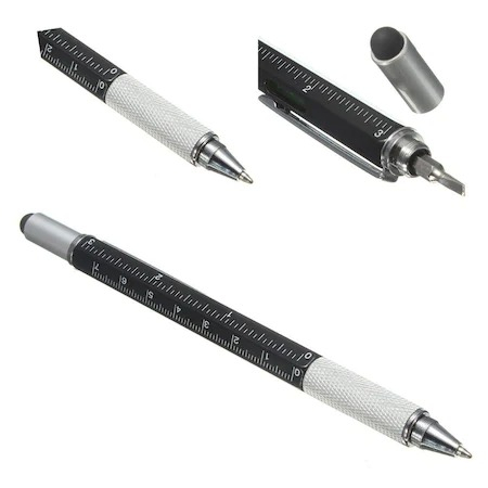 Pix multifunctional 6 in 1, rigla, 2 surubelnite, touchscreen, nivela cu bula, metal, 14.8 cm, negru-argintiu [7]