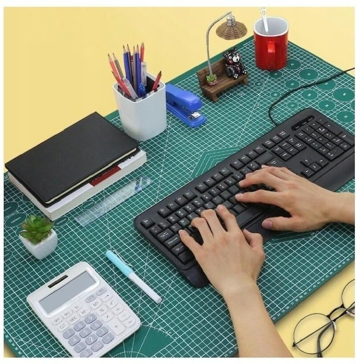 Placa de taiere fata-verso A5, 15 x 22 cm, cu auto-vindecare, grila precisa si suprafata profesionala, verde, ideala pentru croitorie, craft, arhitectura si proiecte DIY [6]