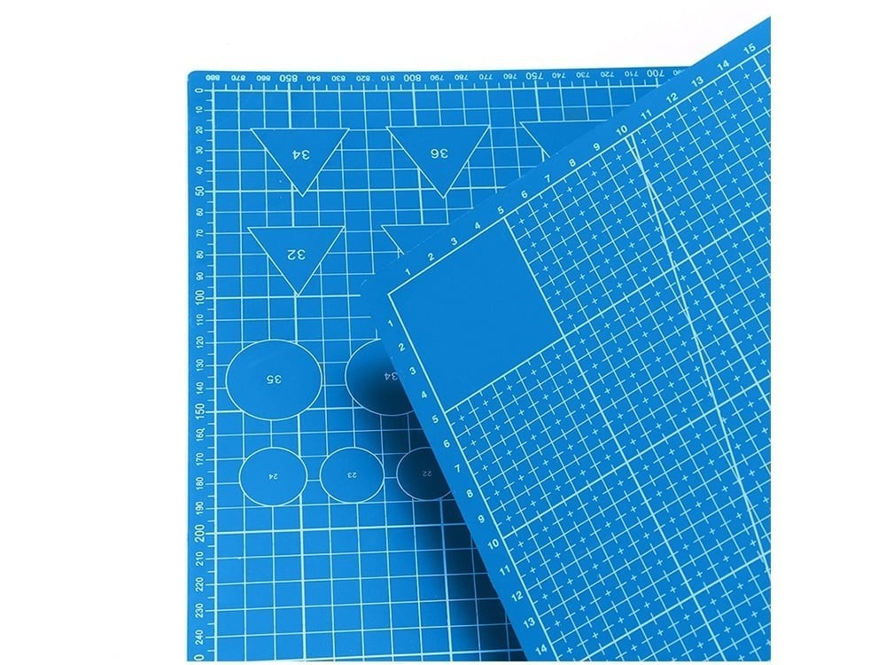 Placa de taiere profesionala cu auto-vindecare si scara vizibila, albastra, pentru taiere precisa si modelare, fata-verso [3]