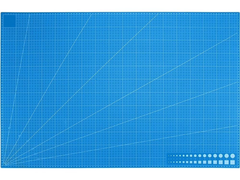 Placa de taiere profesionala cu auto-vindecare si scara vizibila, albastra, pentru taiere precisa si modelare, fata-verso [1]