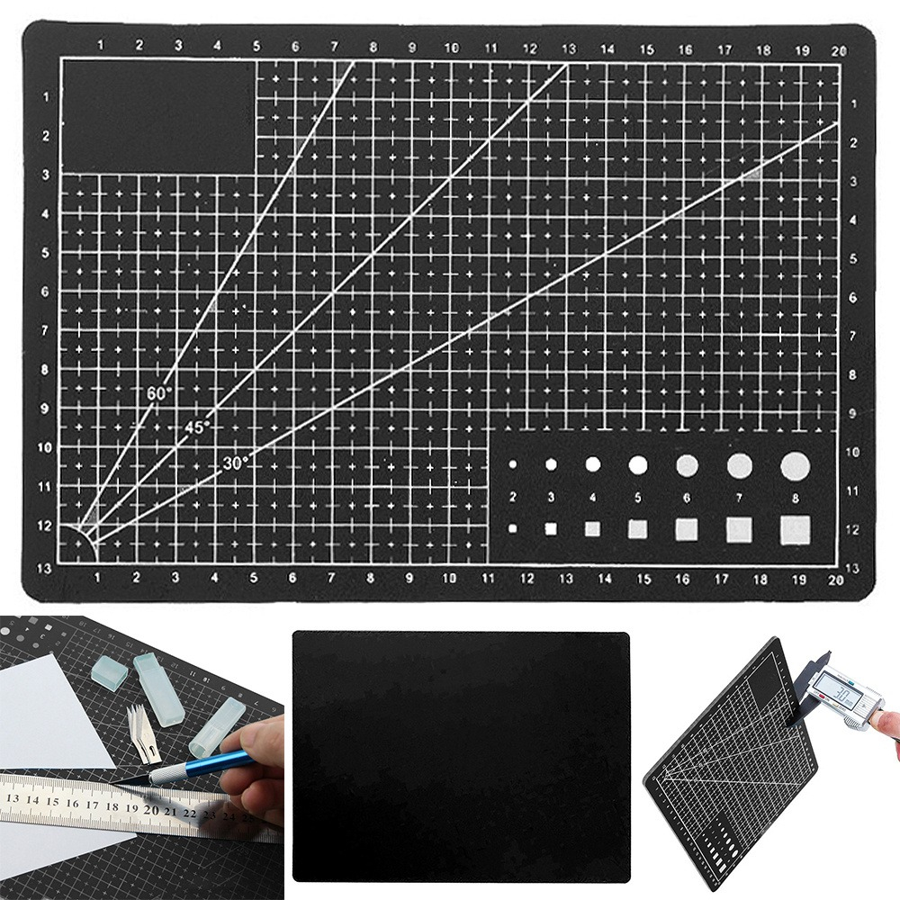 Placa pentru taiere precisa, modelare, cu auto-vindecare A5, 15 x 22 cm, scara clar vizibila, negru [5]