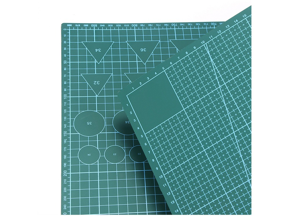 Placa pentru taiere precisa, modelare, fata-verso, cu auto-vindecare A1, 60 x 90 cm, scara clar vizibila, verde [6]