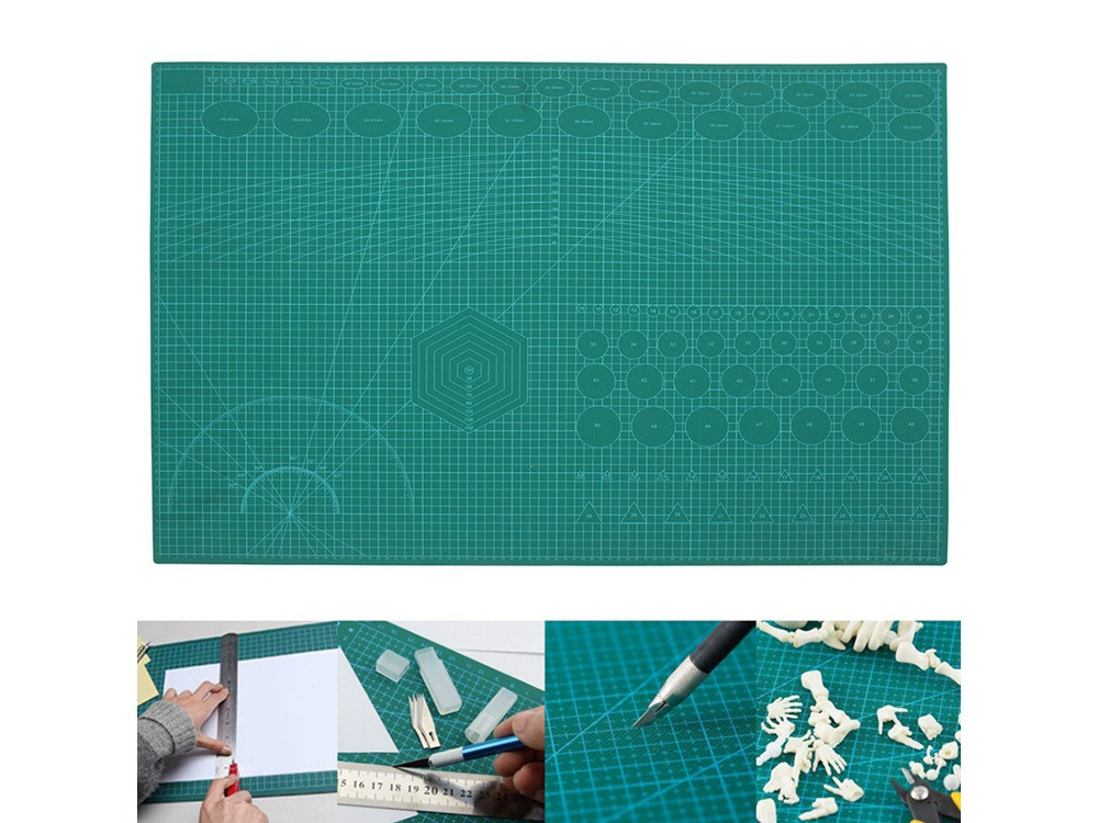 Placa pentru taiere precisa, modelare, fata-verso, cu auto-vindecare A1, 60 x 90 cm, scara clar vizibila, verde [8]