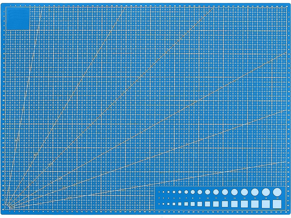 Placa pentru taiere precisa, modelare, fata-verso, cu auto-vindecare A2, 45 x 60 cm, scara clar vizibila, albastru [4]