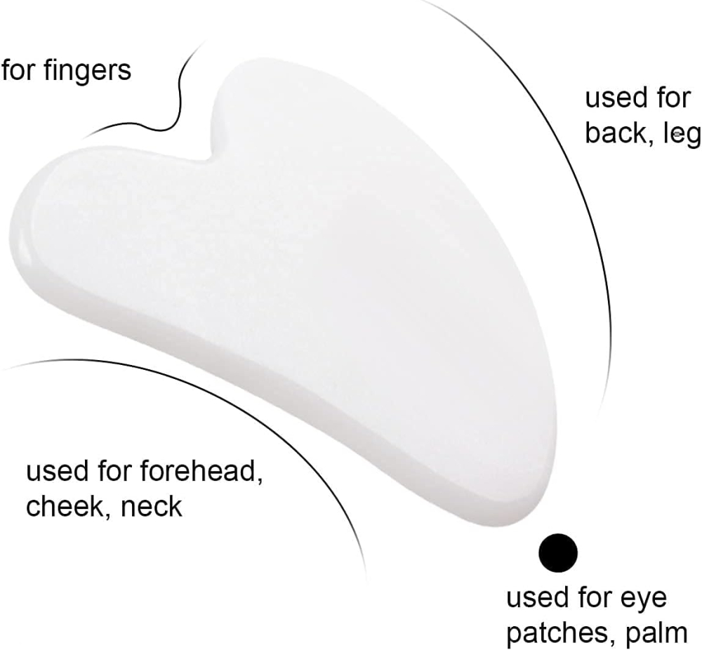 Placuta de Masaj Facial Gua Sha, Piatra Naturala Alba, 7x4.5 cm, Efect de Lifting si Luminozitate [4]