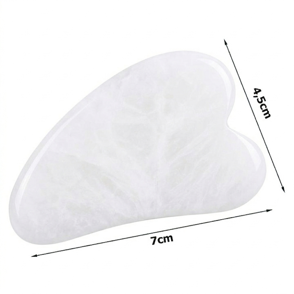 Placuta de Masaj Facial Gua Sha, Piatra Naturala Alba, 7x4.5 cm, Efect de Lifting si Luminozitate [2]