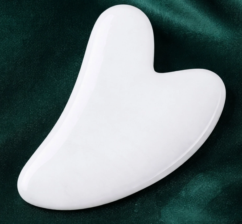 Placuta de Masaj Facial Gua Sha, Piatra Naturala Alba, 7x4.5 cm, Efect de Lifting si Luminozitate [3]