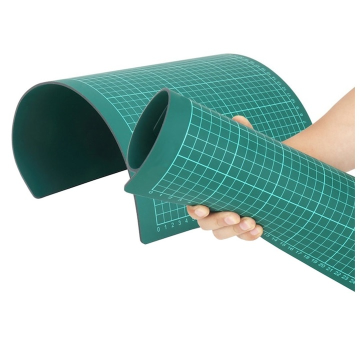 Plansa autovindecabila pentru taiat format A3, fata-verso, grosime 3 mm, scara clara pentru croitorie, crafting, modelism si proiecte DIY, 30x45 cm, verde [4]