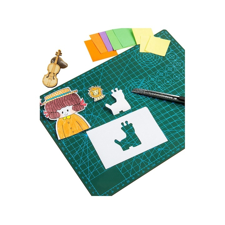 Plansa autovindecabila pentru taiat format A3, fata-verso, grosime 3 mm, scara clara pentru croitorie, crafting, modelism si proiecte DIY, 30x45 cm, verde [9]