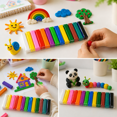 Plastilina multicolor 15 culori, 170 g, 15 batoane 6 x 1 x 1 cm, pentru copii 3+ ani, set modelaj moale, non-toxic, fara gluten, creativitate si dexteritate [3]