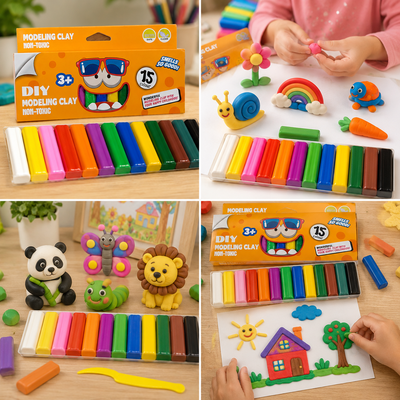 Plastilina multicolor 15 culori, 170 g, 15 batoane 6 x 1 x 1 cm, pentru copii 3+ ani, set modelaj moale, non-toxic, fara gluten, creativitate si dexteritate [4]
