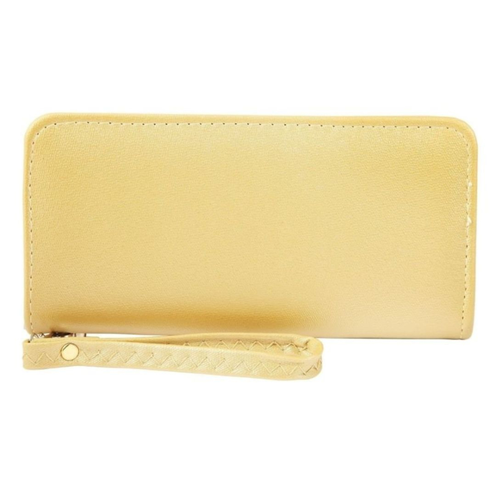 Portofel dama galben 21 x 11 x 2 cm din imitatie de piele, model incapator cu 12 sloturi carduri, 3 spatii bancnote, compartiment monede si fermoar [2]