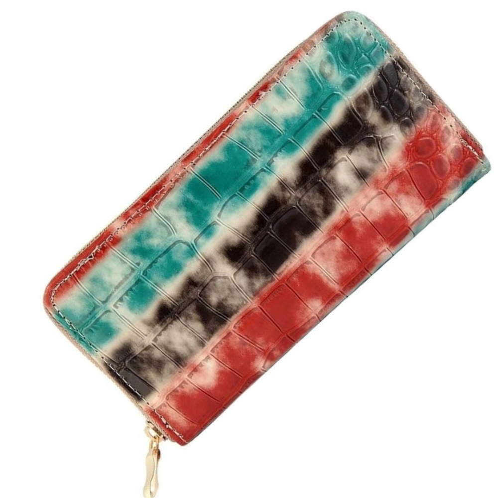 Portofel dama, multicolor 20 x 10 x 2 cm din imitatie de piele, format orizontal, 8 sloturi carduri, 5 compartimente bancnote, fermoar [3]