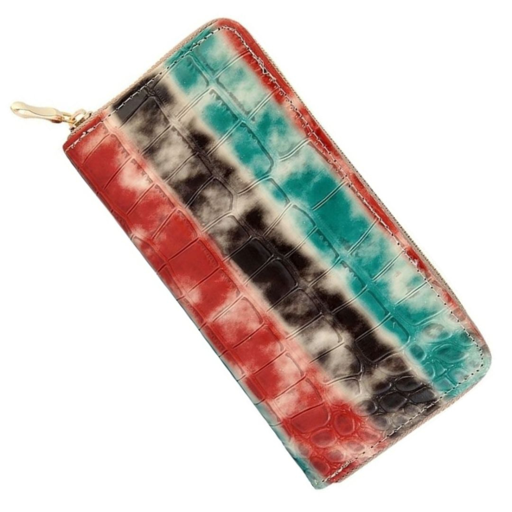 Portofel dama, multicolor 20 x 10 x 2 cm din imitatie de piele, format orizontal, 8 sloturi carduri, 5 compartimente bancnote, fermoar [1]