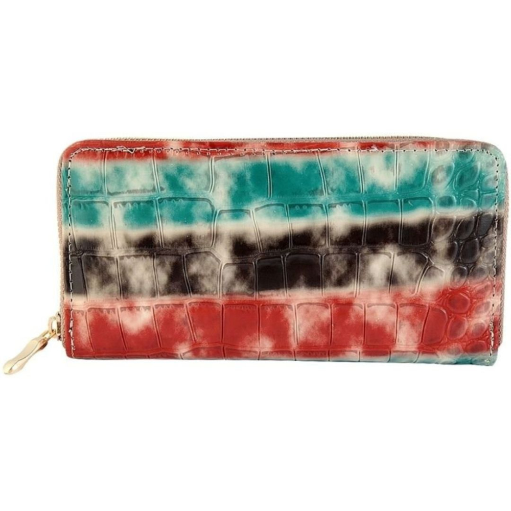 Portofel dama, multicolor 20 x 10 x 2 cm din imitatie de piele, format orizontal, 8 sloturi carduri, 5 compartimente bancnote, fermoar [2]