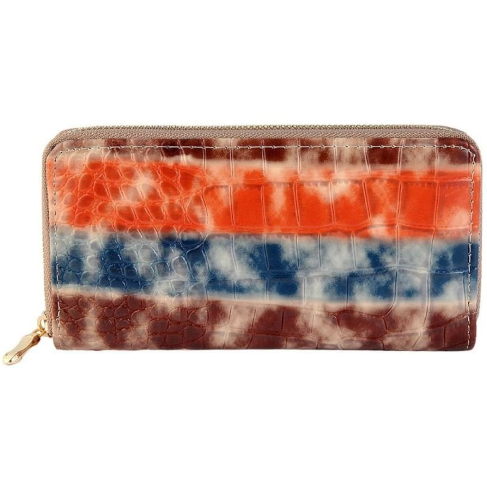 Portofel dama, multicolor 20 x 10 x 2 cm din imitatie de piele, format orizontal, fermoar, 8 sloturi carduri, 5 compartimente pentru bancnote si monede [4]