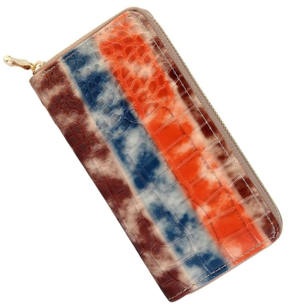Portofel dama, multicolor 20 x 10 x 2 cm din imitatie de piele, format orizontal, fermoar, 8 sloturi carduri, 5 compartimente pentru bancnote si monede [1]