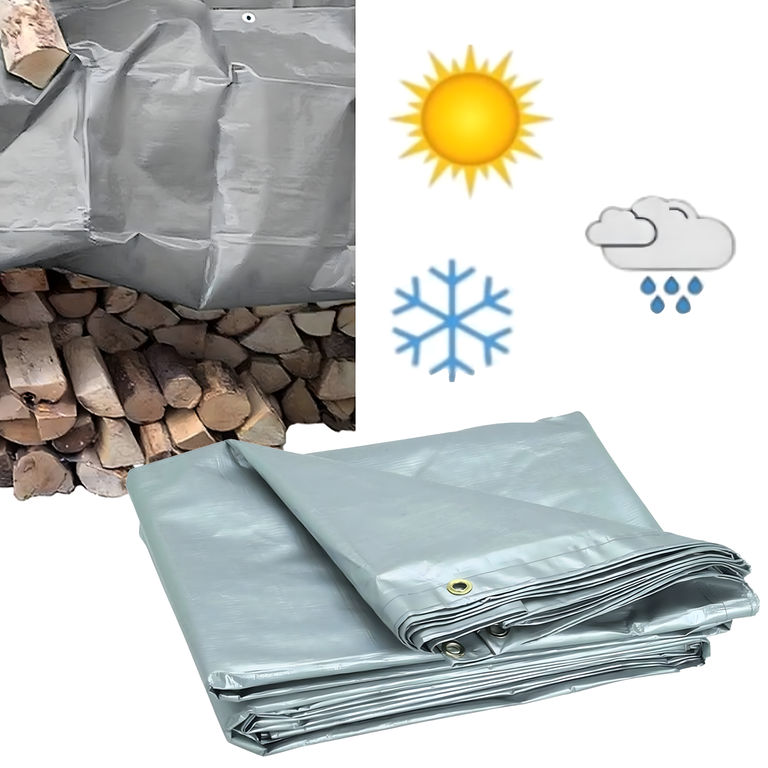 Prelata argintie 4 x 5 m, 60 g/mp, impermeabila, cu protectie UV si ocheti metalici [6]