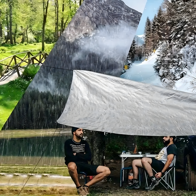 Prelata argintie 4 x 6 m, 120 g/mp, impermeabila, protectie UV, ocheti metalici [3]