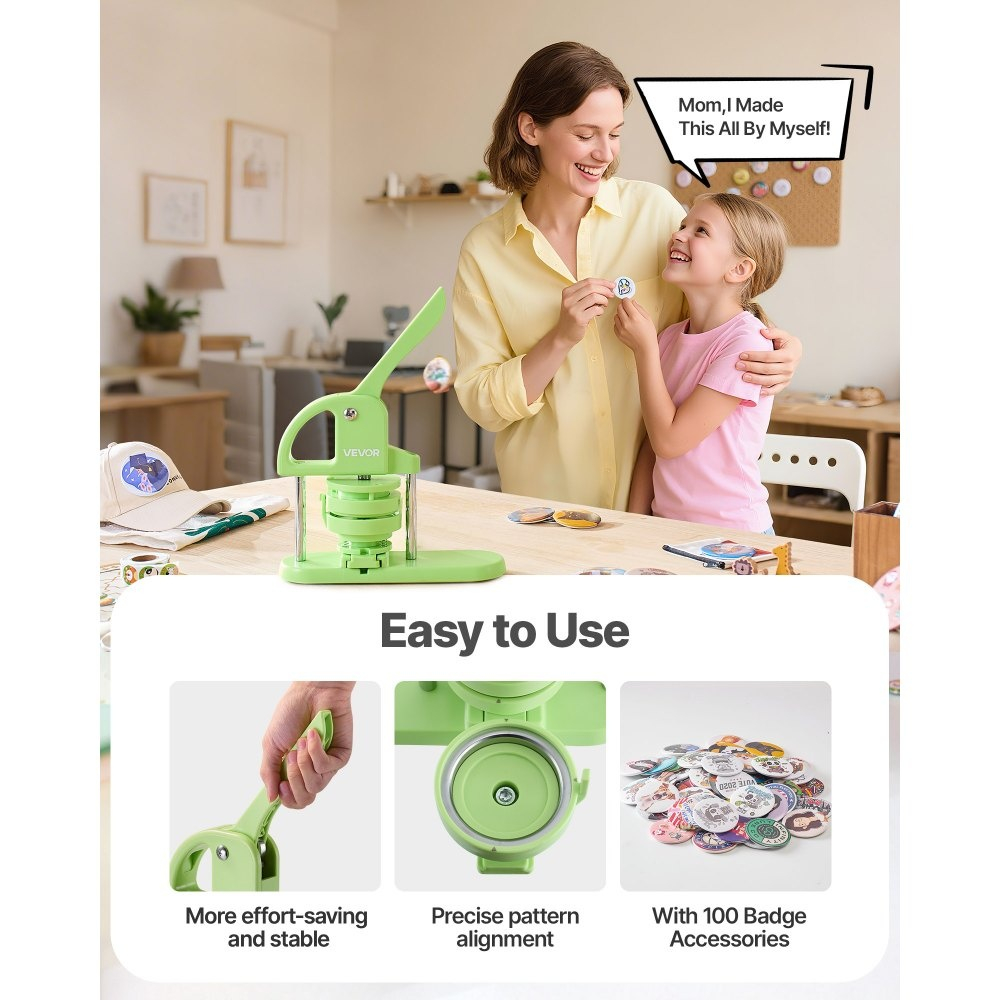 Presa insigne Dodaco 75 mm, set complet 100 piese, maner ergonomic, cutter circular, verde [5]