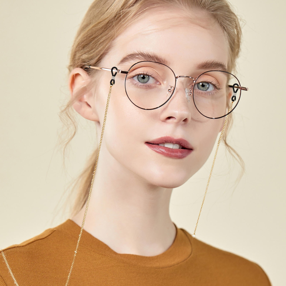 Prindere neagra pentru ochelari cu inel argintiu, capat pentru snur si lant ochelari, accesoriu fixare rame, 20 mm [2]