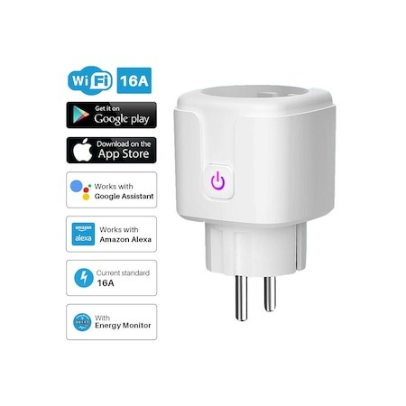 Priza inteligenta WiFi,16 Ah, Monitorizare consum energie, conectare Alexa si Google Assistant, Alb [4]