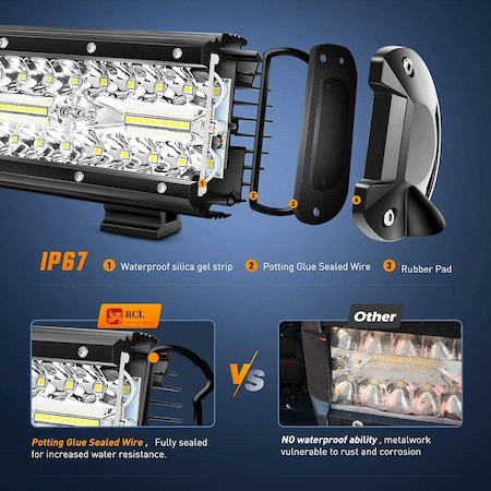 Proiector LED bar auto, ATV, offroad, 420W, 12-24V, 140 LED-uri, 54.5x6.5x7.5 cm - Negru [6]
