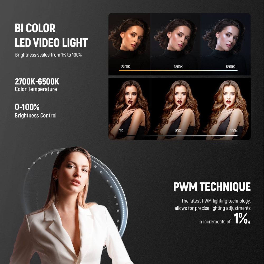 Proiector profesional LED, Bi-color Neewer MS60B, putere 65W, temperatura culoare 2700-6500K, baterii si incarcator incluse [8]