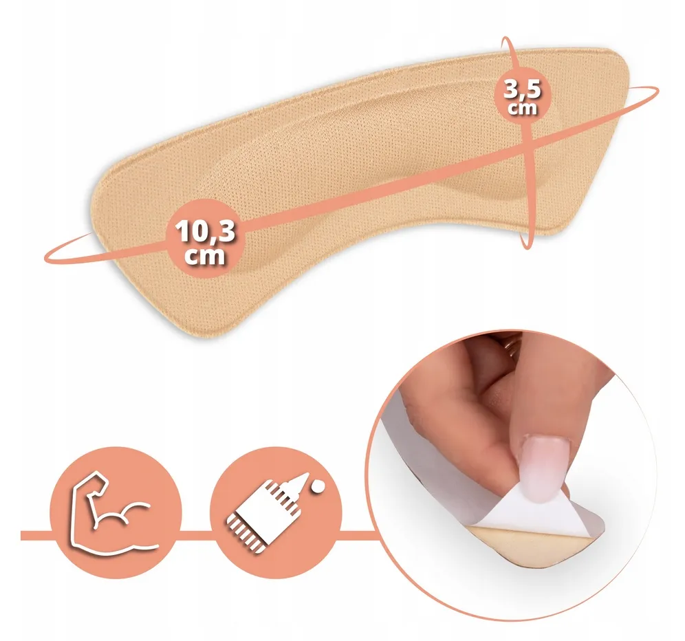 Protectii calcai bej 10,3 x 3,5 cm autoadezive pentru pantofi, pernite moi antialunecare [3]