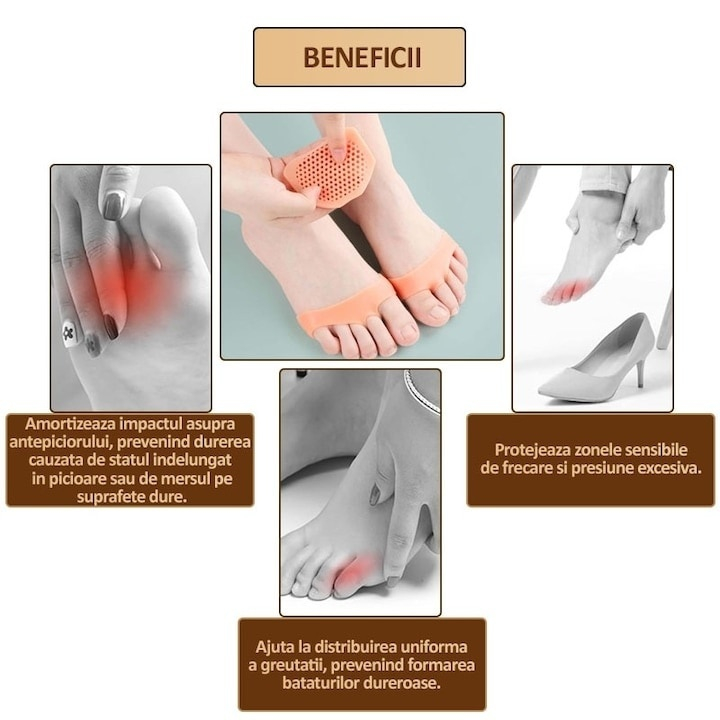 Protectii din silicon pentru picioare, previn durerile si bataturile, lavabile, reutilizabile, anti-alunecare, elastice, potrivite pentru orice incaltaminte, marime universala, crem [5]