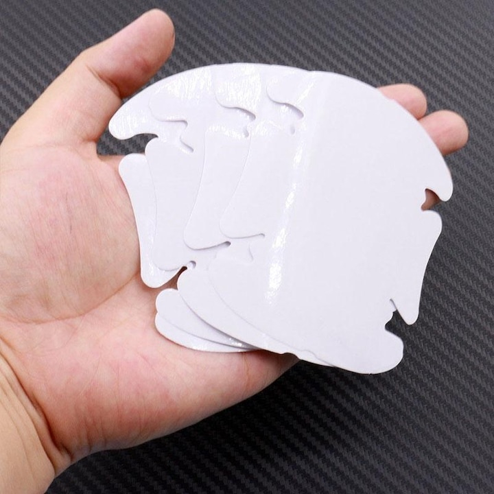 Protectii manere usi auto transparente 85 x 95 mm, set 4 folii autoadezive, folie protectie caroserie, universale, rezistente la zgarieturi [9]