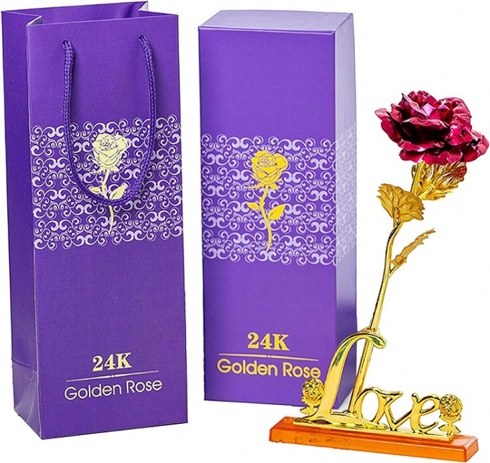 Punga cadou special dedicata pentru trandafirii suflati cu aur de 24K [4]