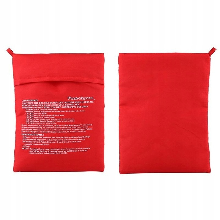 Punga magica pentru coacerea cartofilor la cuptorul cu microunde, reutilizabila, poliester, rosie, 26 x 19 cm, ideala pentru cartofi, porumb si legume Aceasta punga magica pentru microunde permite pre [6]