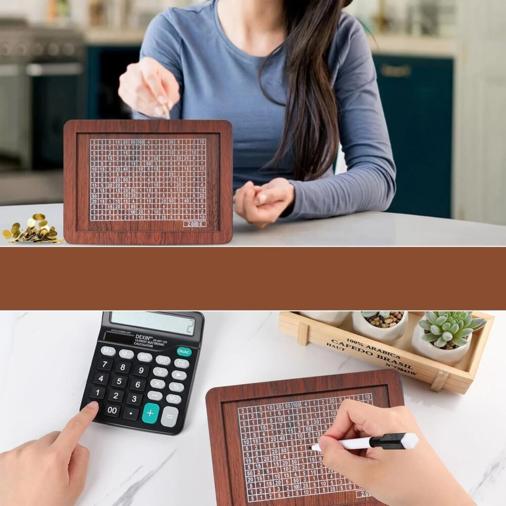 Pusculita din lemn, economisire bani, 2000 euro, pentru copii si adulti, 17.5 x 12.7 x 6.5 cm, maro [9]