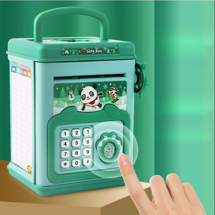 Pusculita pentru copii tip ATM Smart Box, cu efecte sonore si sistem cu parola si amprenta, pentru economii interactive [2]