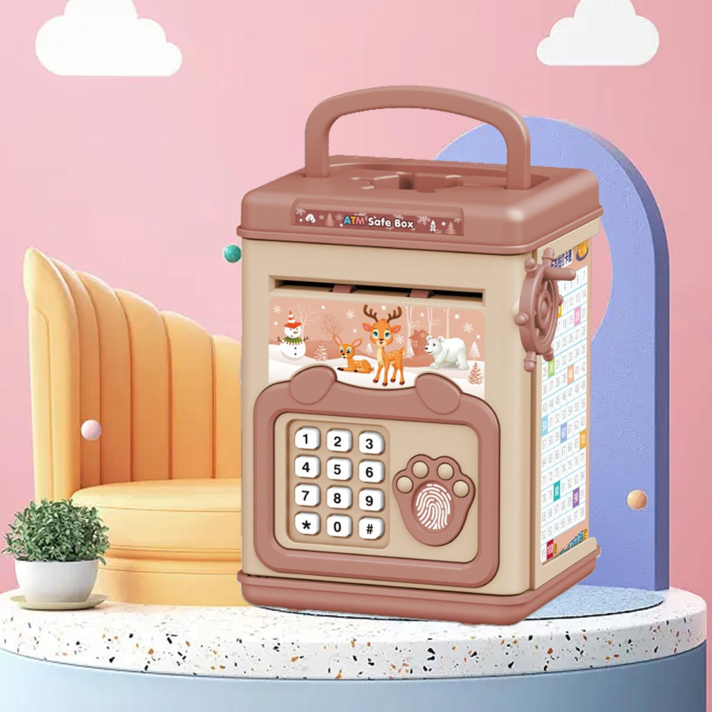 Pusculita pentru copii tip ATM Smart Box, cu efecte sonore si sistem cu parola si amprenta, pentru economii interactive, din plastic [3]