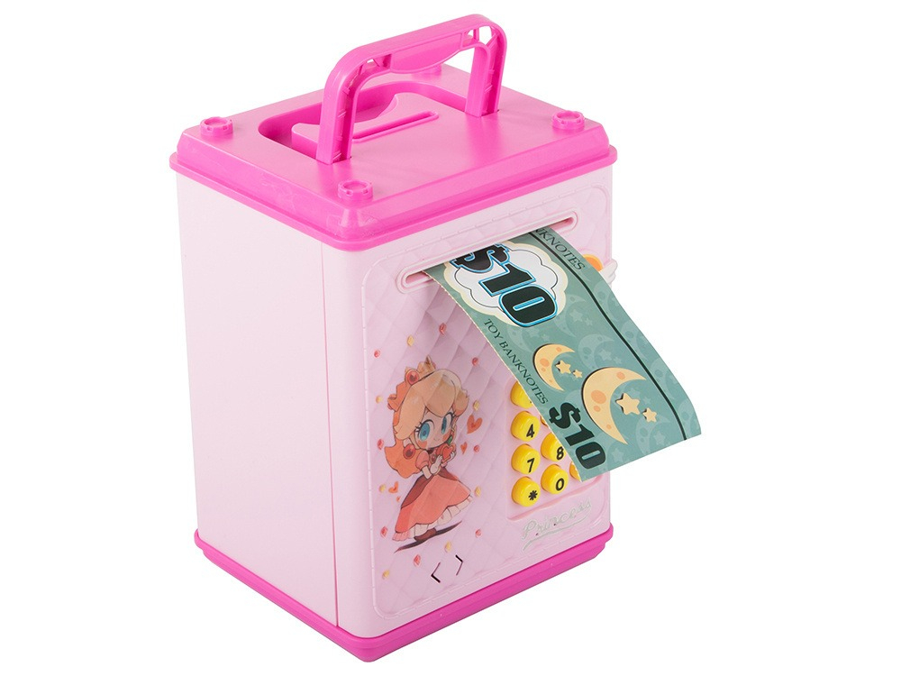 Pusculita pentru copii, tip seif, cu cod PIN, plastic, 18.5 x 13 x 11 cm, roz [5]