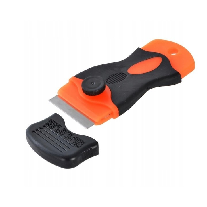 Racleta pentru curatare universala, sticla, ceramica, plita cu inductie, 10.5 x 4.5 cm, metal plastic, negru portocaliu