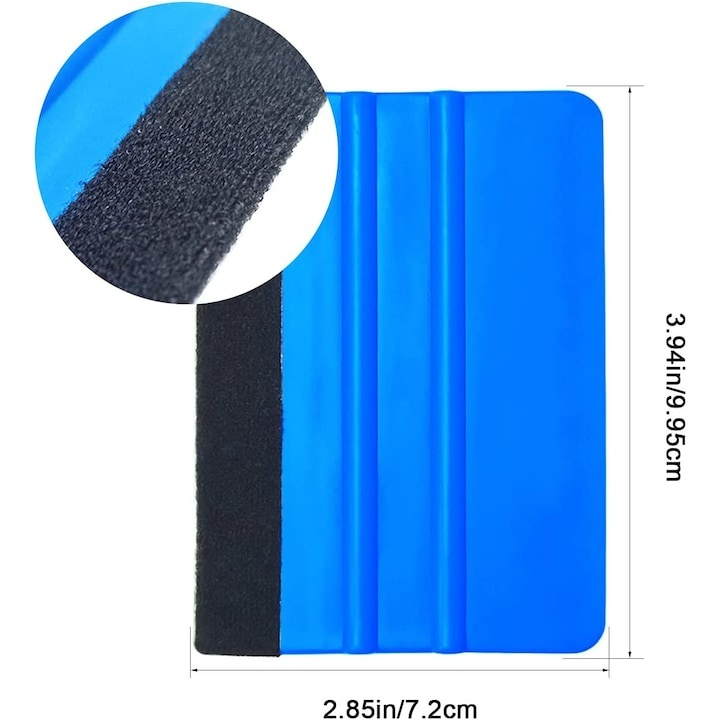 Racleta pentru folie autocolanta, aplicare uniforma, fara zgarieturi, plastic/pasla, 7 x 10 cm, universala, albastru [11]