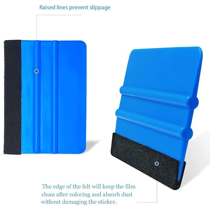 Racleta pentru folie autocolanta, aplicare uniforma, fara zgarieturi, plastic/pasla, 7 x 10 cm, universala, albastru [8]