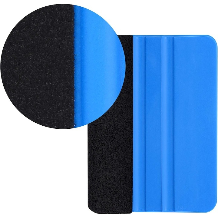 Racleta pentru folie autocolanta, aplicare uniforma, fara zgarieturi, plastic/pasla, 7 x 10 cm, universala, albastru [3]