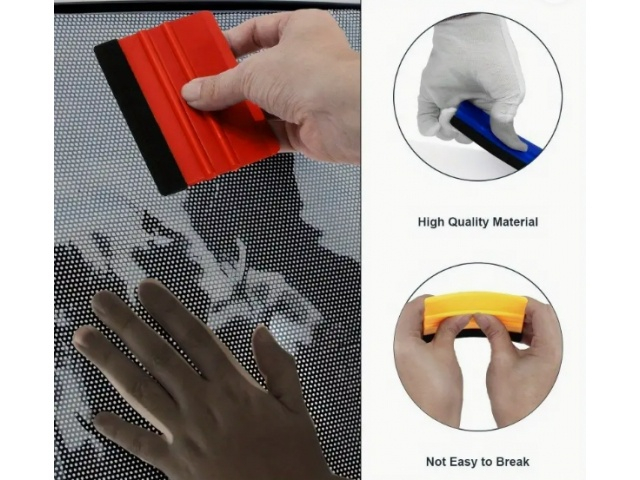 Racleta pentru folie autocolanta, aplicare uniforma, fara zgarieturi, plastic/pasla, 7 x 10 cm, universala, albastru [16]