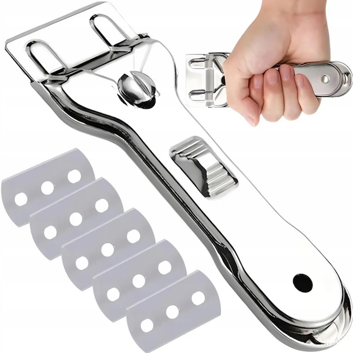 Racleta pentru plita ceramica si inductie, din plastic si otel, 14x4.5 cm, argintiu – accesoriu esential pentru curatarea suprafetelor delicate [10]