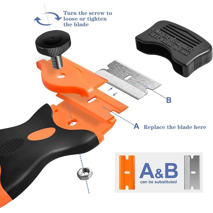 Racleta pentru suprafete ceramice si sticla, lama metalica, maner ergonomic, 10.5 x 4.7 cm [9]