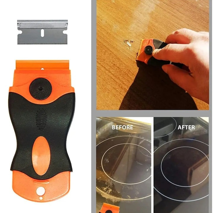 Racleta pentru suprafete ceramice si sticla, lama metalica, maner ergonomic, 10.5 x 4.7 cm [7]