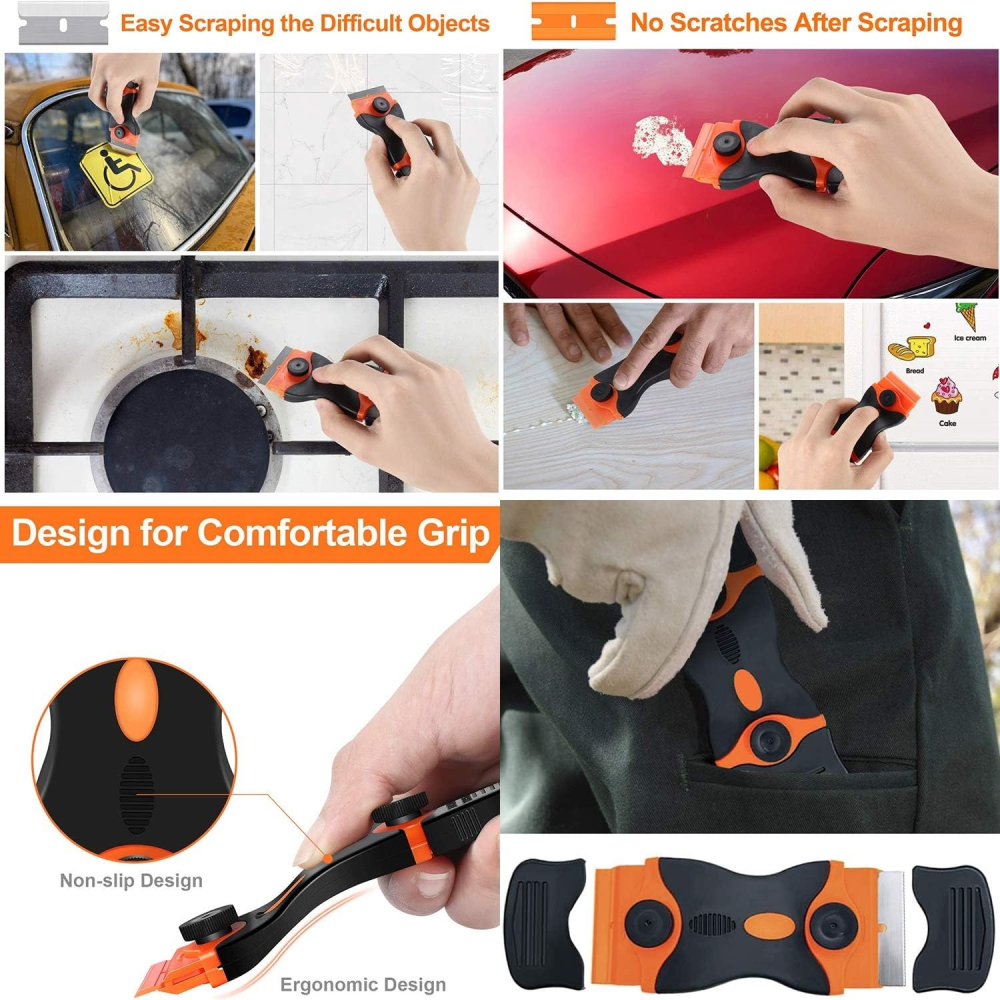 Racleta pentru suprafete ceramice si sticla, lama metalica, maner ergonomic, 10.5 x 4.7 cm [4]