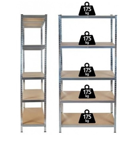 Raft de depozitare metalic, 220x100x45 cm, sarcina maxima 1000kg, 5 nivele, cadru otel zincat [6]